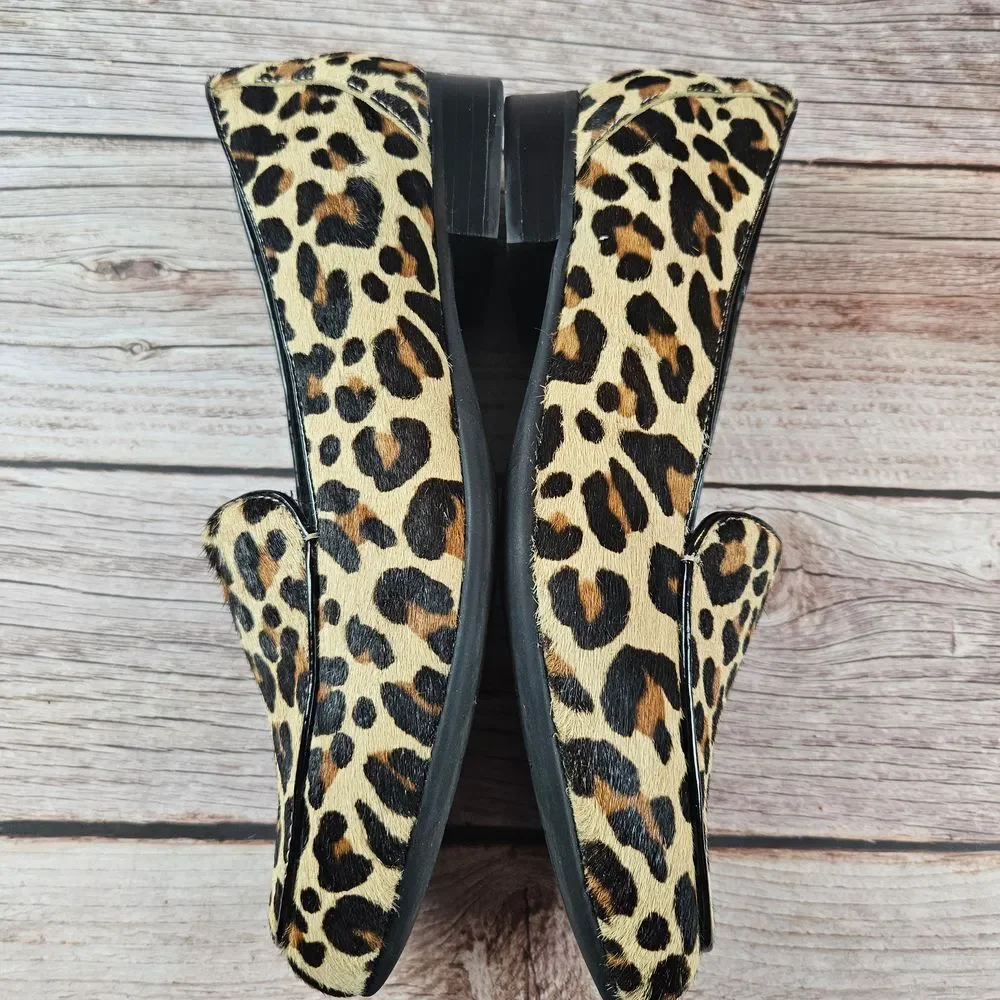 Clarks‎ Structured Un Blush Ease loafers flats, leopard pony hair, size 7